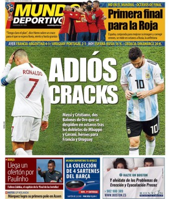 Las portadas de los diarios del mundo tras la eliminación de Messi y Cristiano de Rusia