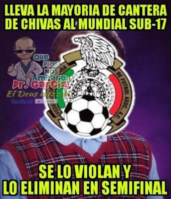 Con divertidos memes se burlan de la eliminación de México del mundial Sub-17