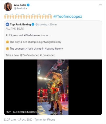 ¡Magic, Pacquiao, Daddy Yankee...! Famosos que felicitaron a Teófimo López por la victoria ante Loma