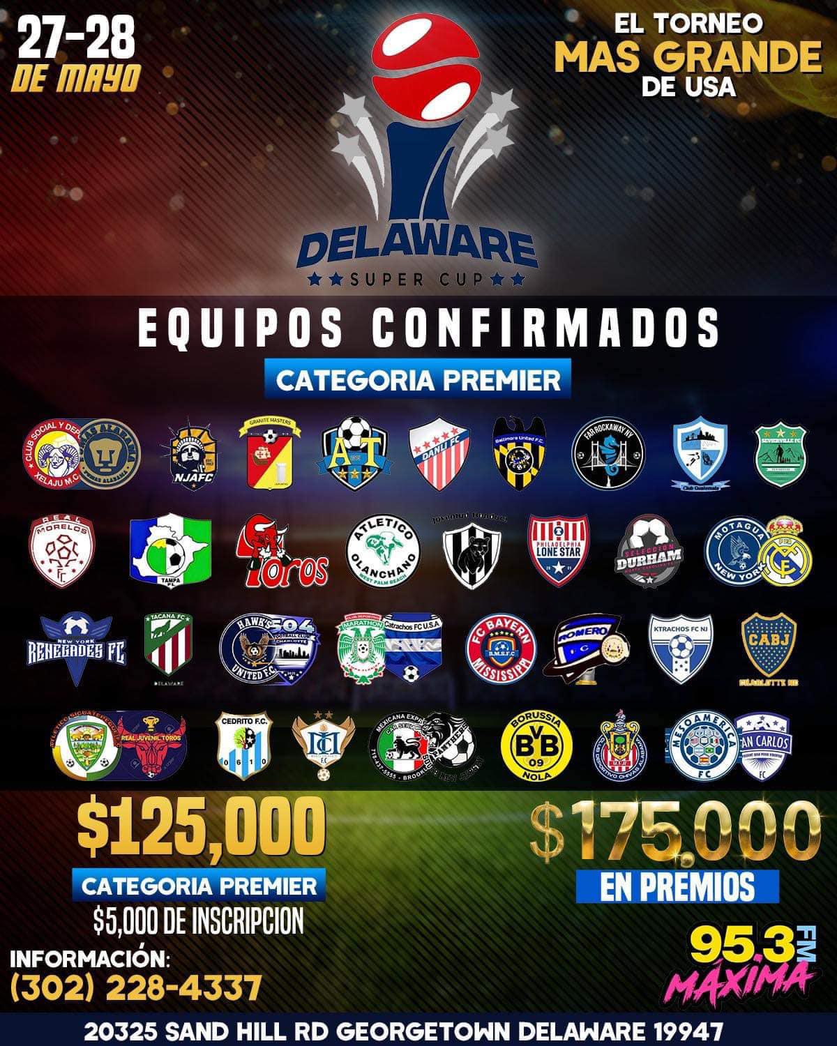 125 mil dólares se llevará el campeón de la categoría Premier de la Delaware Super Cup.