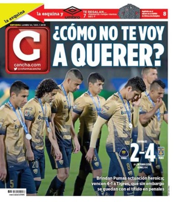 Heroica actuación de Pumas y descalabro de Real Madrid, destacan en portadas de este lunes