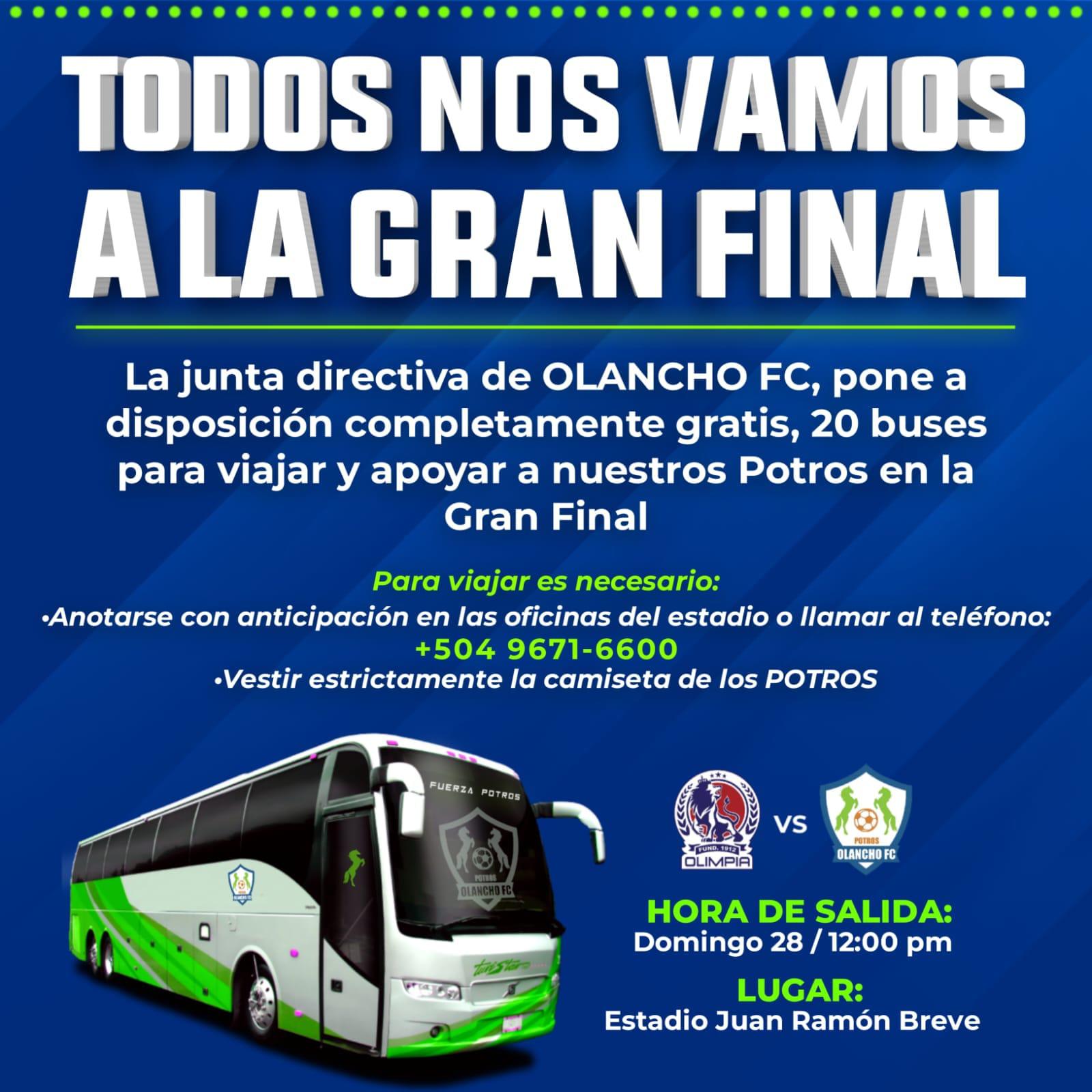 El presidente de los Potros de Olancho pone a disposición 20 buses para viajar a Tegucigalpa a la gran final ante Olimpia