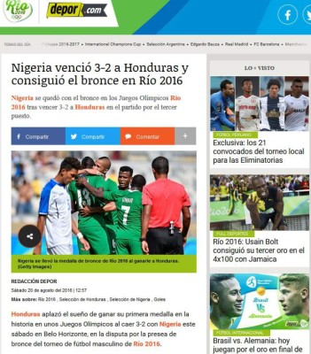 Prensa internacional despide con dignidad a Honduras de los Juegos Olímpicos