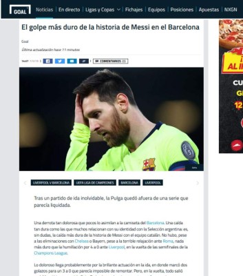 ¡Ridículo y tragedia! Así tilda la prensa mundial la eliminación del Barcelona ante Liverpool