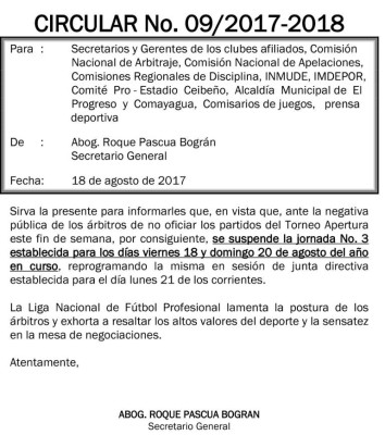 Liga Nacional oficializa que se suspende la Jornada 3