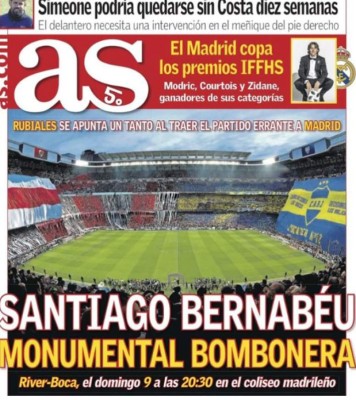 La final de la Copa Libertadores en el Bernabéu se roba la portadas del mundo