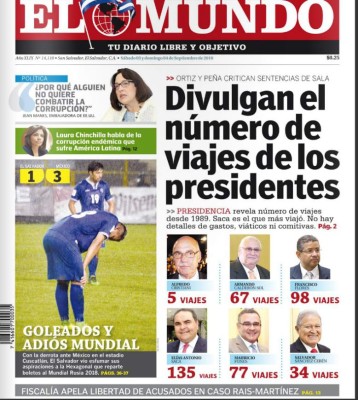 Portadas: Tristeza y dramatismo en El Salvador; en México, poca euforia