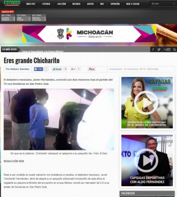 Gesto de Chicharito Hernández en Honduras le dio la vuelta a México