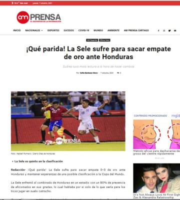 San Keylor, tibio empate y sufriendo: Lo que dice la prensa de Costa Rica del empate con Honduras
