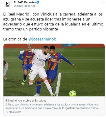 'A estos no hay quien los hunda', prensa mundial tras la victoria del Real Madrid sobre Barcelona