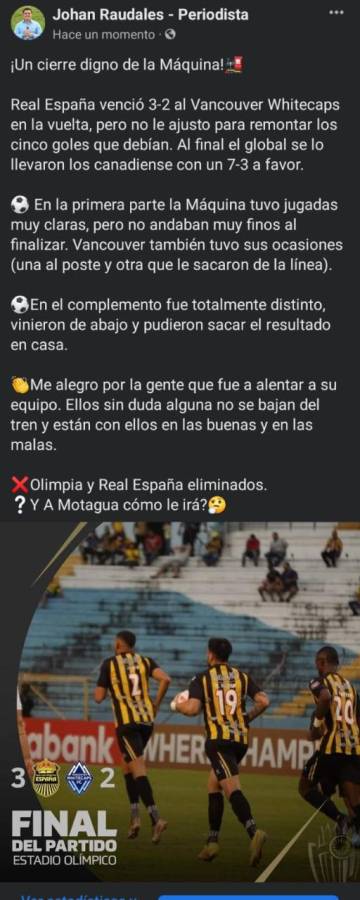 “Cierre con dignidad”: Prensa hondureña e internacional reaccionaron al triunfo del Real España en Concacaf