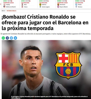 Cristiano Ronaldo y Messi juntos, un sueño de toda la vida: La prensa mundial sobre el bombazo de CR7 al Barcelona