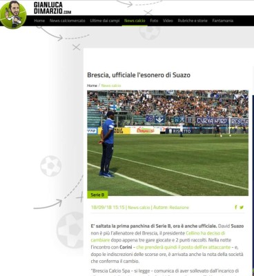 Prensa Italiana brinda los detalles de la salida de David Suazo y anuncia su sustituto