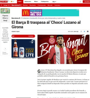 La reacción de los medios tras el fichaje del Choco Lozano por Girona