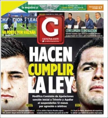 Portadas de Hoy: Continúa la Champions y en México polémica sanción
