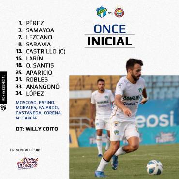 Este fue el once inicial del Comunicaciones donde el catracho Kevin López tuvo la oportunidad de aportar en la zona de ataque ante Xelajú.