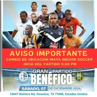 ¡Se cambió de lugar! Alberth Elis y sus amigos invaden Houston para disputar partido a beneficio de la juventud hondureña