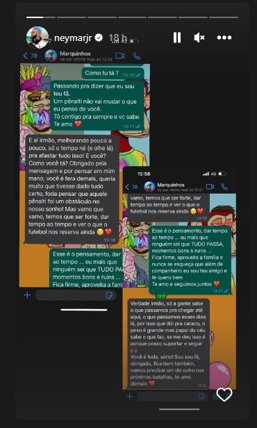 El chat de Neymar con Marquinhos.