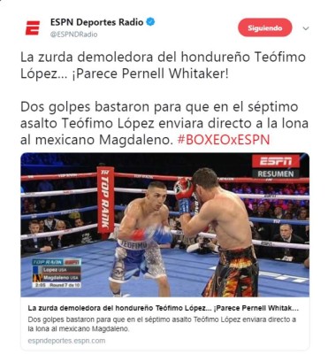 Lo que dicen los medios sobre el nocaut de Teófimo López