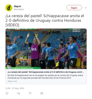 Lo que dicen los medios internacionales tras la derrota de Honduras ante Uruguay en Polonia 2019