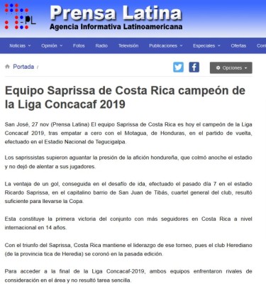 Prensa de Costa Rica: 'Hegemonía tica' y 'La S reina en la Liga Concacaf'