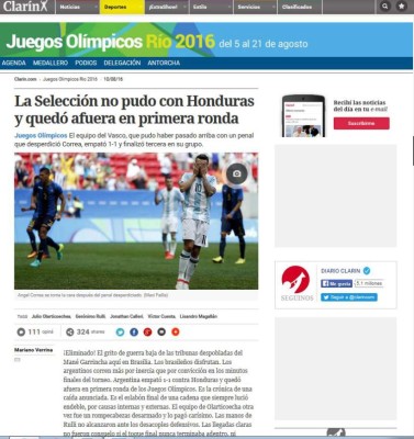 Prensa internacional se rinde a Honduras tras eliminar a Argentina