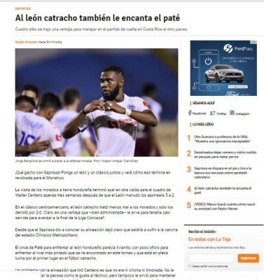 Medios ticos sobre triunfo de Olimpia a Saprissa: Al León catracho le encanta el paté