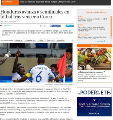 Prensa internacional: Hazaña de Honduras en los Juegos Olímpicos de Río