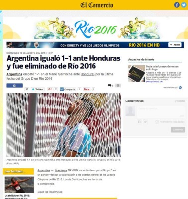 Prensa internacional se rinde a Honduras tras eliminar a Argentina