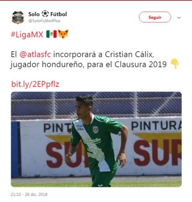 Lo que dicen los medios mexicanos de Cristian Cálix al ser fichado por Atlas