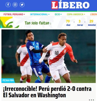 Prensa peruana furiosa tras caer ante El Salvador: 'Ridículo' y 'desatre'