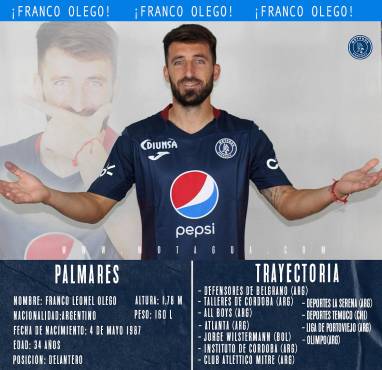 Motagua presenta al delantero argentino Franco Olego como nuevo fichaje para la temporada 2022