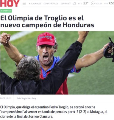Prensa internacional sobre el tricampeonato de Olimpia ante Motagua y así destacan a Pedro Troglio