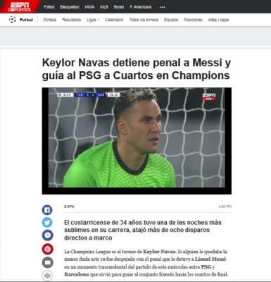'Gigante y Mejor de la Historia de Concacaf': Lo que dice la prensa de Keylor Navas tras pararle penal a Messi