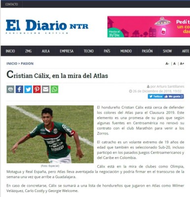 Lo que dicen los medios mexicanos de Cristian Cálix al ser fichado por Atlas