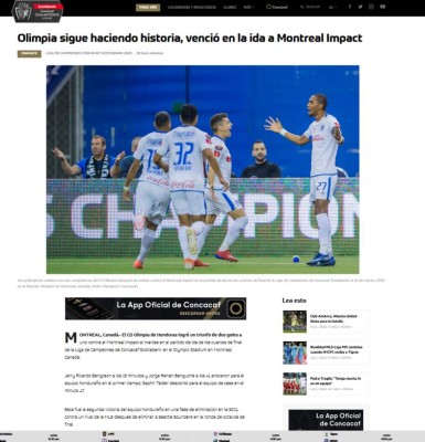 'Ruge y hace historia': Prensa internacional habla del triunfo de Olimpia sobre Impact Montreal
