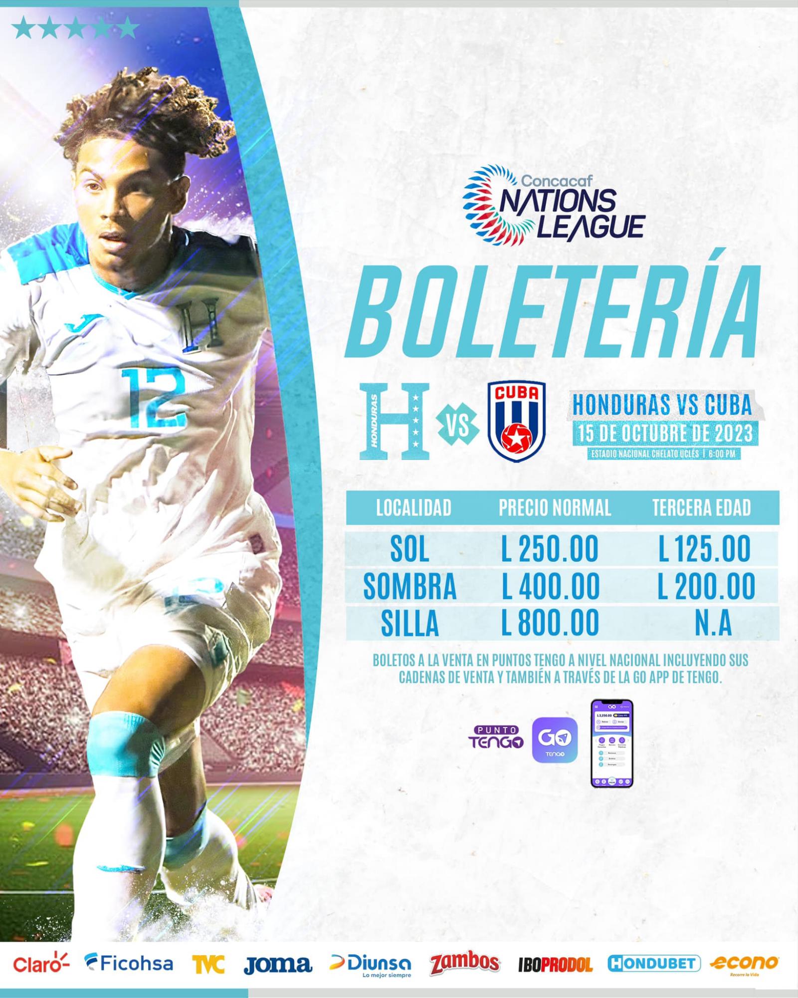 Fenafuth confirma precios de los boletos para el duelo entre la Selección  de Honduras y Cuba por la Liga de Naciones de Concacaf