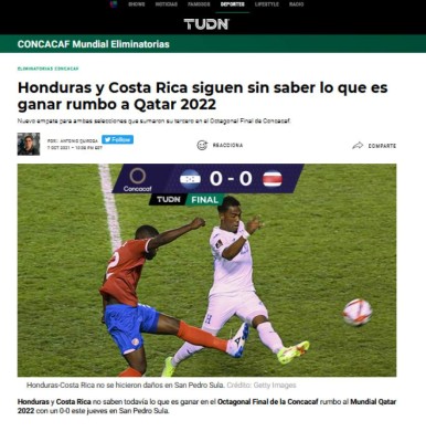 San Keylor, tibio empate y sufriendo: Lo que dice la prensa de Costa Rica del empate con Honduras