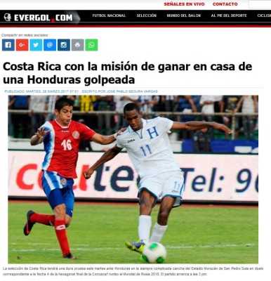 Lo que la prensa de Costa Rica habla previo al juego ante Honduras
