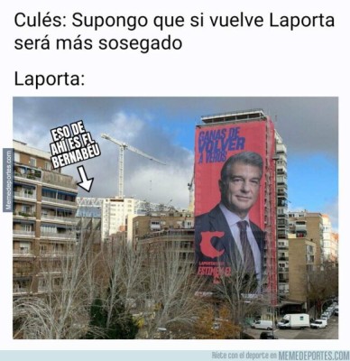 Barcelona: Laporta coloca un cartel gigante frente al Bernabéu y las redes estallan con memes