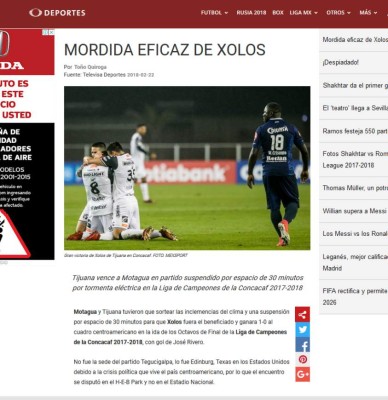 Prensa Mexicana: 'Ladraron los perros' y 'Xolos mordió al Motagua'