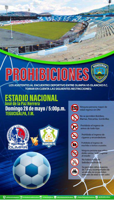 Olimpia vs Olancho: Prohibiciones y cierre de calles, una alerta a los aficionados que asistirán al partido de la gran final