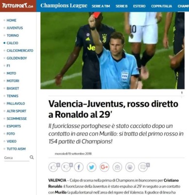 Así destaca prensa internacional expulsión de Cristiano Ronaldo
