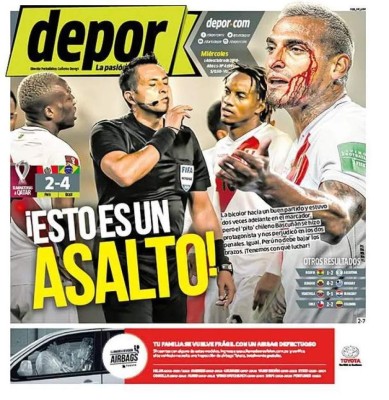 'Árbitro ratero y robo': Así reaccionó la prensa peruana tras del polémico partido ante Brasil&nbsp;&nbsp;&nbsp;&nbsp;