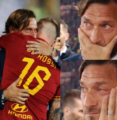 Emotivo: Totti llora tras el adiós de De Rossi en la Roma y así fue su despedida