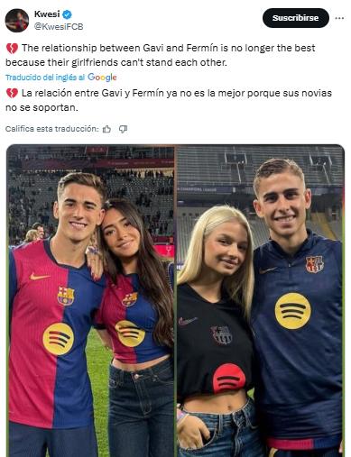 Más polémica en el Barcelona: ¿Gavi y Fermín rompieron su amistad por culpa de sus novias?