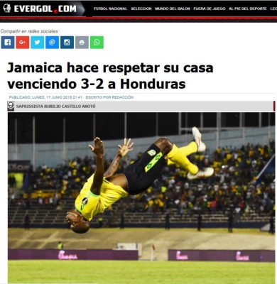 Así ve la prensa internacional la derrota de Honduras ante Jamaica en Copa Oro