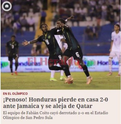 'Da pena', 'desastre' y 'ridículo': lo que dicen los medios nacionales e internacional de la derrota de Honduras ante Jamaica