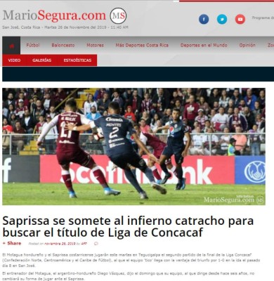 Prensa de Costa Rica: 'Saprissa se somete al infierno; enfrentará a un Motagua decaído'