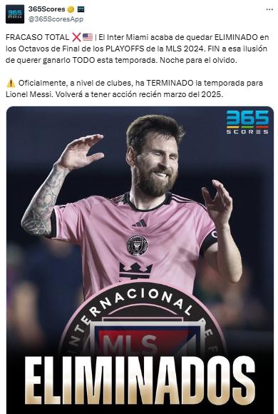 Prensa reacciona por el fracaso del Inter Miami y atacan a Messi: “Las piernas siempre le tiemblan ante la adversidad”